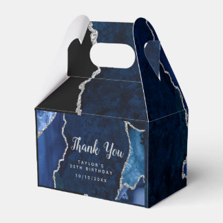 Navy and Silver Agate Birthday Thank You Favor Box