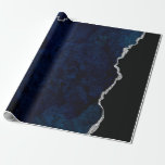 Navy and Silver Agate Wrapping Paper<br><div class="desc">Navy blue and faux silver glitter agate stone wrapping paper.</div>