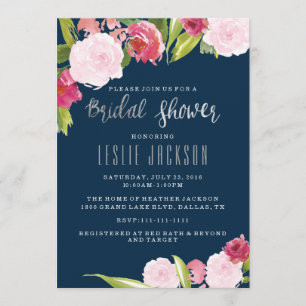 Navy and Silver Bridal Shower Invitation