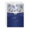 Navy and Silver Floral Monogram Invitation