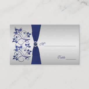 Navy and Silver Floral Placecards