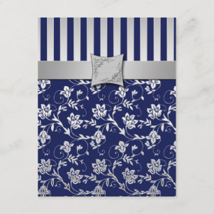 Navy and Silver Floral Vine RSVP Card