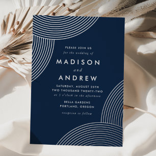 Navy and Silver Geometric Swirls Wedding