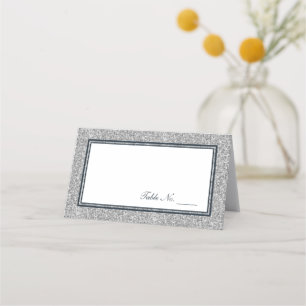 Navy and Silver Glitter Personalized Place Card