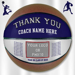 Navy and Silver, Personalized Basketball for Coach