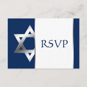 Navy and Silver Star of David Bar Mitzvah RSVP