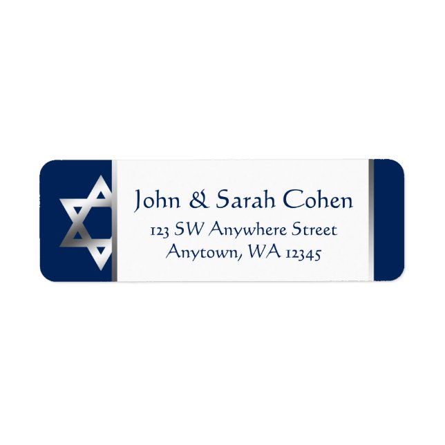 Navy and Silver Star of David Return Address (Front)