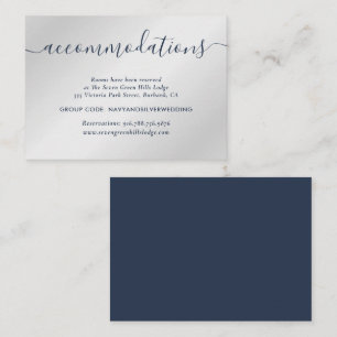 Navy and Silver Wedding Hotel Accommodation Cards