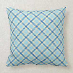 Navy and Sky Blue Tartan Plaid 2 Square Pillow