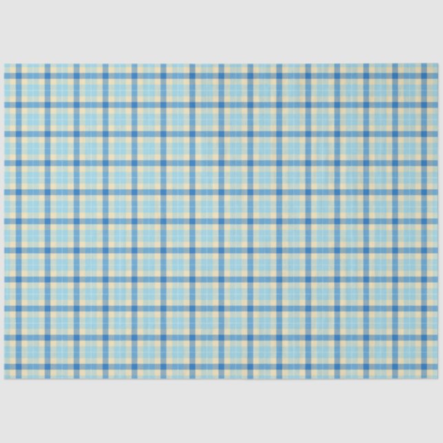 Navy and Sky Blue Tartan Plaid Tissue Paper (Front)