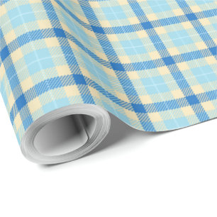 Navy and Sky Blue Tartan Plaid Wrapping Paper