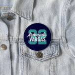 Navy and Teal Athlete Jersey Number 3 Inch Round Button<br><div class="desc">Cheer on your favourite sports team, football player or just show off your school pride with a custom personalized spirit button! Personalize with a player's jersey number or other custom text. Perfect for football, basketball, baseball and soccer games! Create custom pins for the whole team, cheerleaders, parents and siblings to...</div>