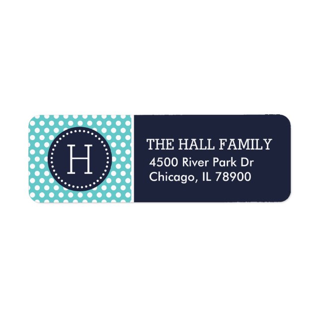 Navy and Turquoise Polka Dots Monogram (Front)