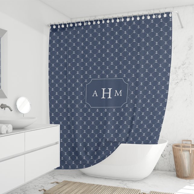 Navy and White Anchor Pattern Monogram (Creator Uploaded)