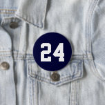 Navy and White Athlete Jersey Number 3 Inch Round Button<br><div class="desc">Cheer on your favourite sports team, football player or just show off your school pride with a custom personalized spirit button! Personalize with a player's jersey number or other custom text. Perfect for football, basketball, baseball and soccer games! Create custom pins for the whole team, cheerleaders, parents and siblings to...</div>