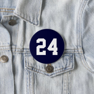 Navy and White Athlete Jersey Number 3 Inch Round Button
