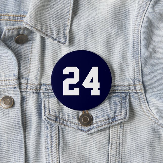 Navy and White Athlete Jersey Number 3 Inch Round Button (In Situ)