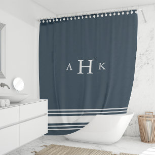 Navy and White Classic Stripe Border Monogram