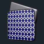 Navy and White Diamond Pattern Laptop Sleeve<br><div class="desc">A bold,  graphic pattern of interlocking navy and white diamond shapes. The white diamonds each contain a small dark blue diamond making navy the dominant colour of the geometric design. 



 Digitally created image. 
 Copyright © 2013 Claire E. Skinner. All rights reserved.</div>