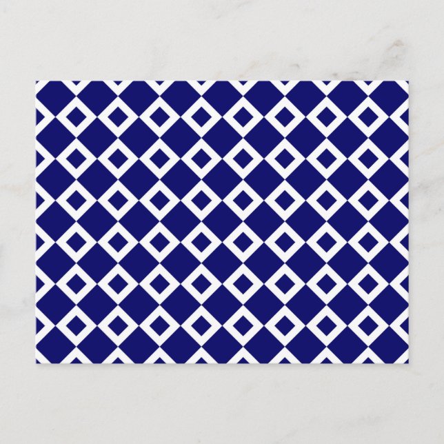 Navy and White Diamond Pattern Postcard (Front)