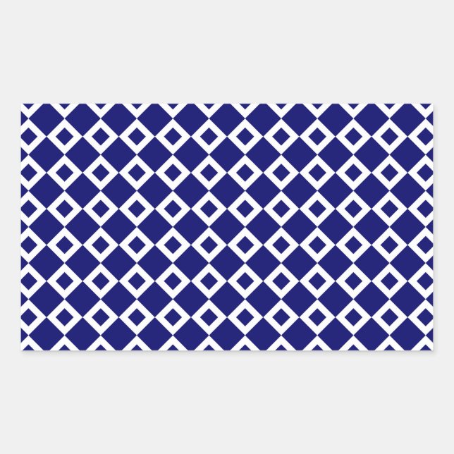 Navy and White Diamond Pattern Sticker (Front)