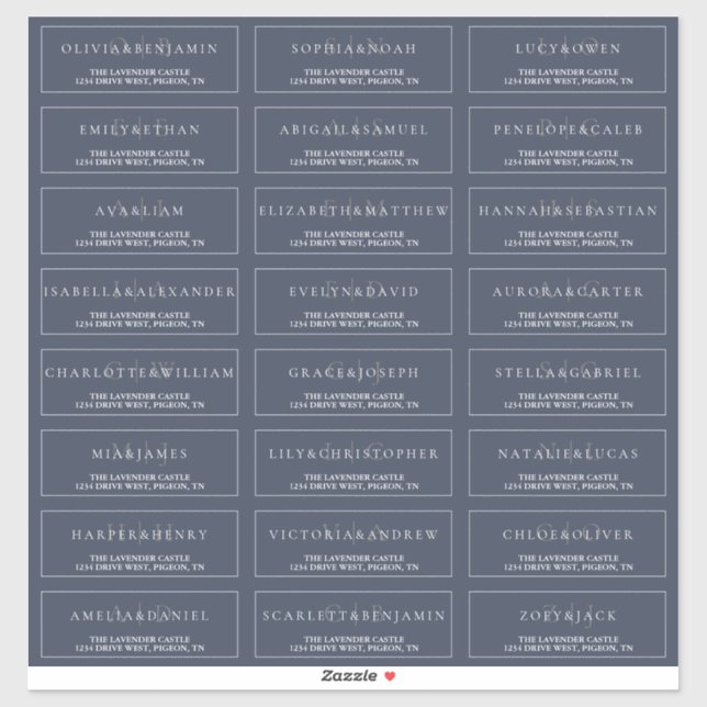 Navy and White Elegant Formal Wedding Address (Sheet)