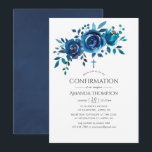 Navy and White Floral Confirmation Invitation<br><div class="desc">Navy indigo and white floral confirmation invitations designed to be quickly and easily customized to your event specifics.</div>