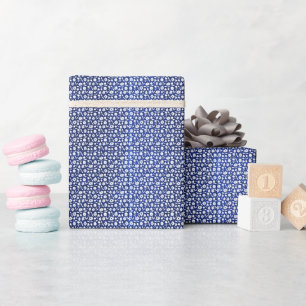 Navy and white floral pattern wrapping paper