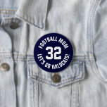 Navy and White Football Mom Jersey Number 3 Inch Round Button<br><div class="desc">Cheer on your favourite sports team, football player or just show off your school pride with a custom personalized spirit button! Add your school name or personalize with a player's name and jersey number. Perfect for football, basketball, baseball and soccer games! Create custom pins for the whole team, cheerleaders, parents...</div>