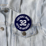 Navy and White Football Mom Jersey Number 3 Inch Round Button<br><div class="desc">Cheer on your favourite sports team, football player or just show off your school pride with a custom personalized spirit button! Add your school name or personalize with a player's name and jersey number. Perfect for football, basketball, baseball and soccer games! Create custom pins for the whole team, cheerleaders, parents...</div>