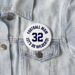 Navy and White Football Mom Jersey Number 3 Inch Round Button<br><div class="desc">Cheer on your favourite sports team, football player or just show off your school pride with a custom personalized spirit button! Add your school name or personalize with a player's name and jersey number. Perfect for football, basketball, baseball and soccer games! Create custom pins for the whole team, cheerleaders, parents...</div>