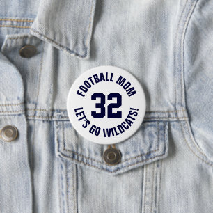 Navy and White Football Mom Jersey Number 3 Inch Round Button