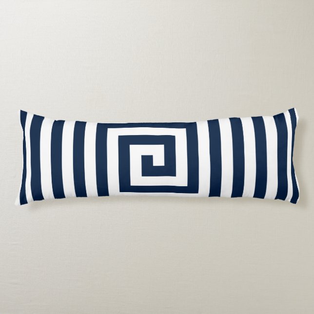 Navy and White Geometrics Solid Reverse Body Pillow (Front)