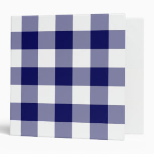 Navy and White Gingham Pattern Binder
