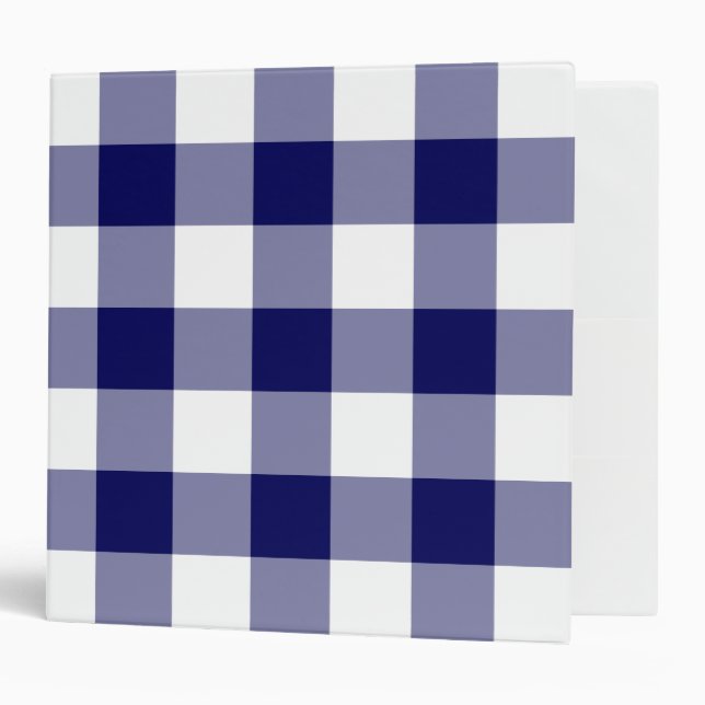 Navy and White Gingham Pattern Binder (Front/Inside)