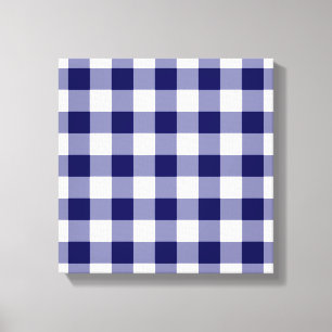 Navy and White Gingham Pattern Canvas Print