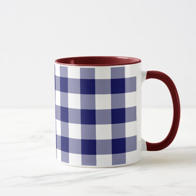 Navy and White Gingham Pattern Mug (Right)