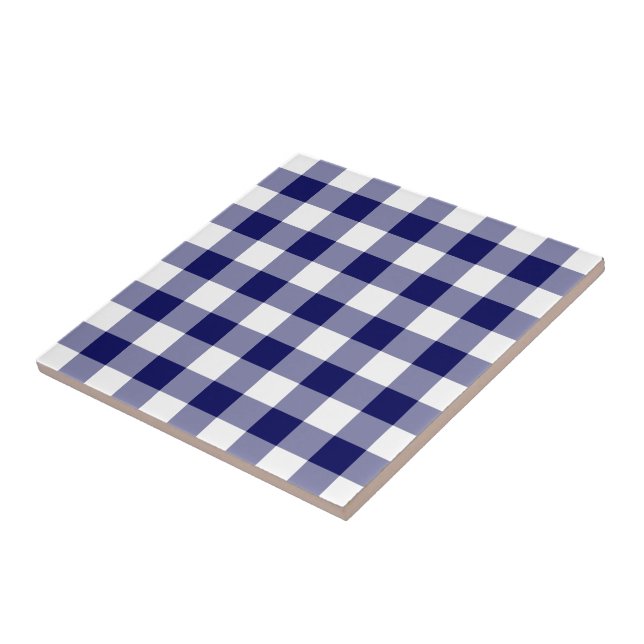 Navy and White Gingham Pattern Tile (Side)
