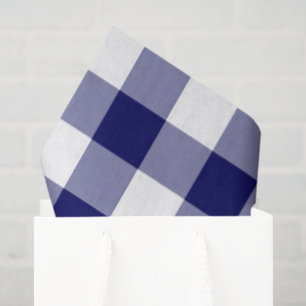 Navy and White Gingham Pattern Tissue Paper