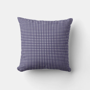 Navy and White Gingham Throw Pillow