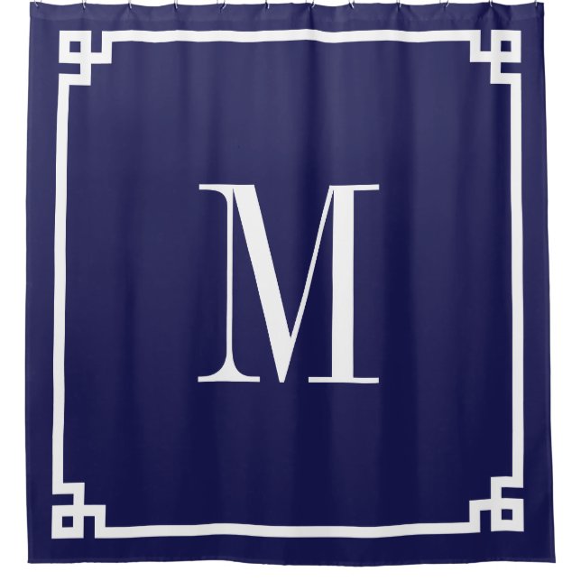 Navy and White Greek Key Border Monogram (Front)