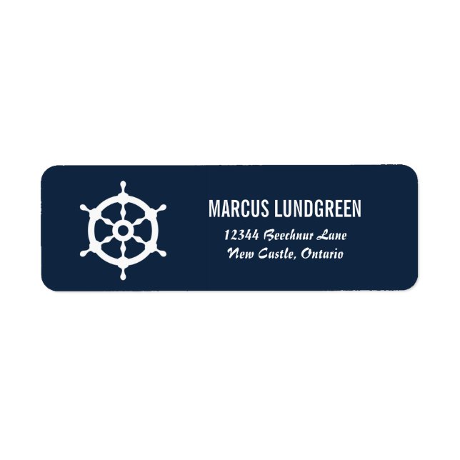 Navy and White Helm Nautical Return Address Label (Front)