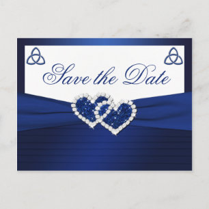 Navy and White Love Knot Save the Date Postcard