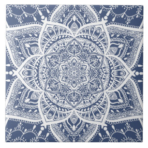 Navy and White Mandala - Loergann in Whale Shark Tile