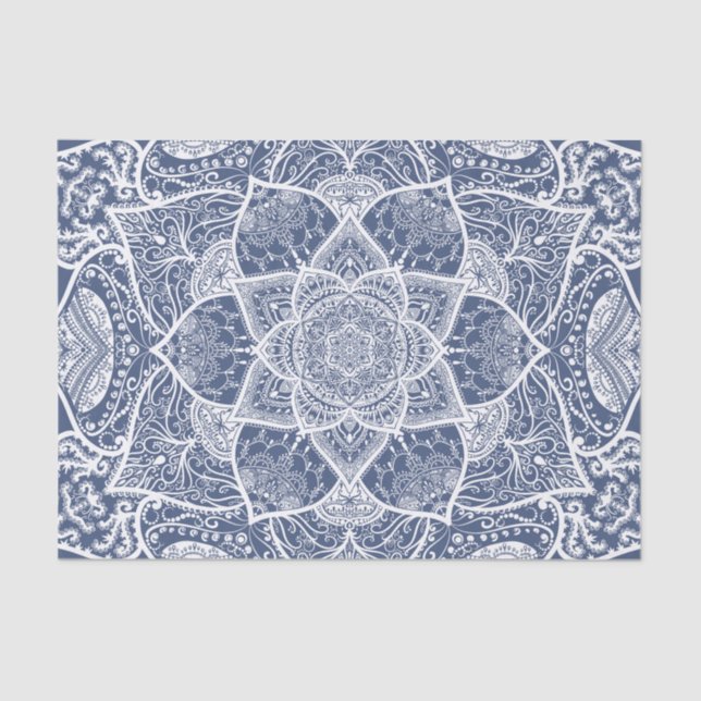 Navy and White Mandala - Loergann in Whale Shark Tissue Paper (Front)