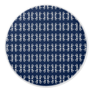 Navy and White Mermaid Ceramic Knob