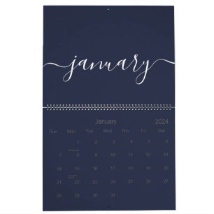 Navy and White Minimalist 2025 Calendar