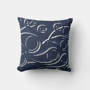 Navy and White Modern Elegant Abstract Throw Pillow