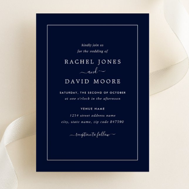 Navy And White Modern Wedding Invitation (Creator Uploaded)