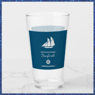 Navy and White Nautical  Glass